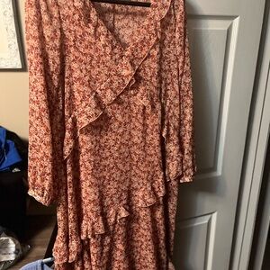 Maeve Long Sleeve Floral Dress - Orange